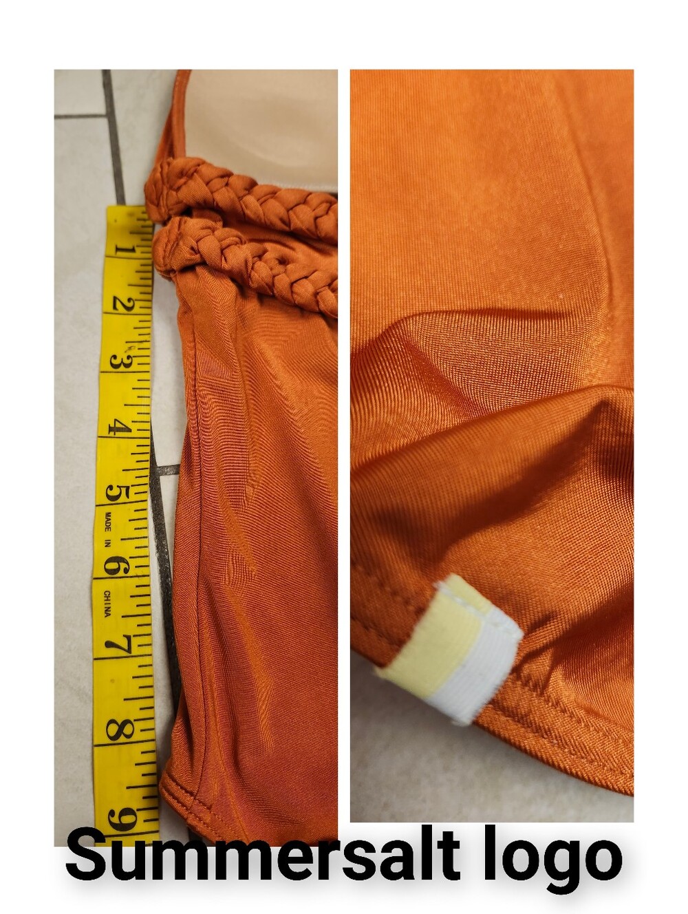 Summersalt Women The Braided Halter Plunge One Piece Swim Canyon Bron Orange 4 - Picture 12 of 15